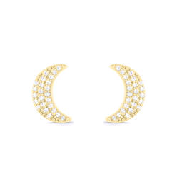 Triss Jewelry 1/6 Carat Diamond Crescent Moon Stud Earrings in Sterling Silver