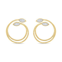 Triss Jewelry 1/10 Carat Diamond Double Circle Stud Earrings in Sterling Silver