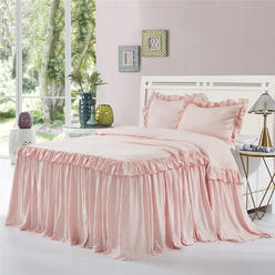 HIG 3 Piece ALINA Ruffle Skirt Bedspread Set 30 inches Drop Queen King Size