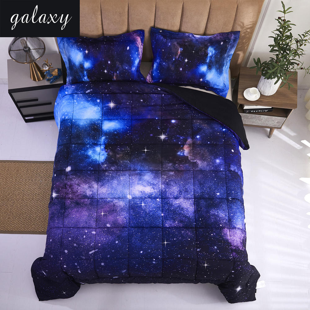 HIG 3D Print Galaxy Themed Comforter Set All Season Lightweight Box Stitched Bedding Comforters