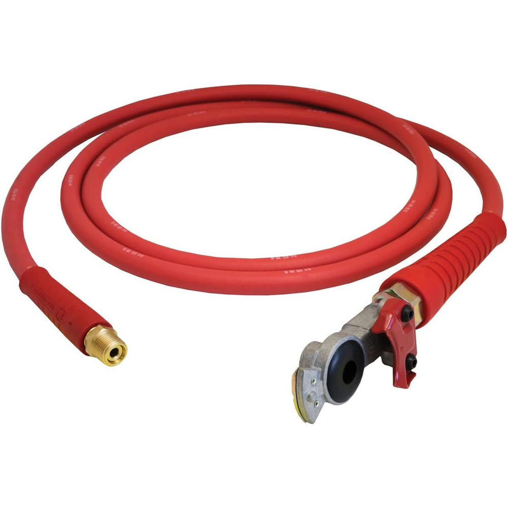 Tectran Color-Coded Straight Air Line Hose Assembly w/ FLEXGrip-HD, Installed Aluminum Gladhands, Red & Blue Set - 12' Length