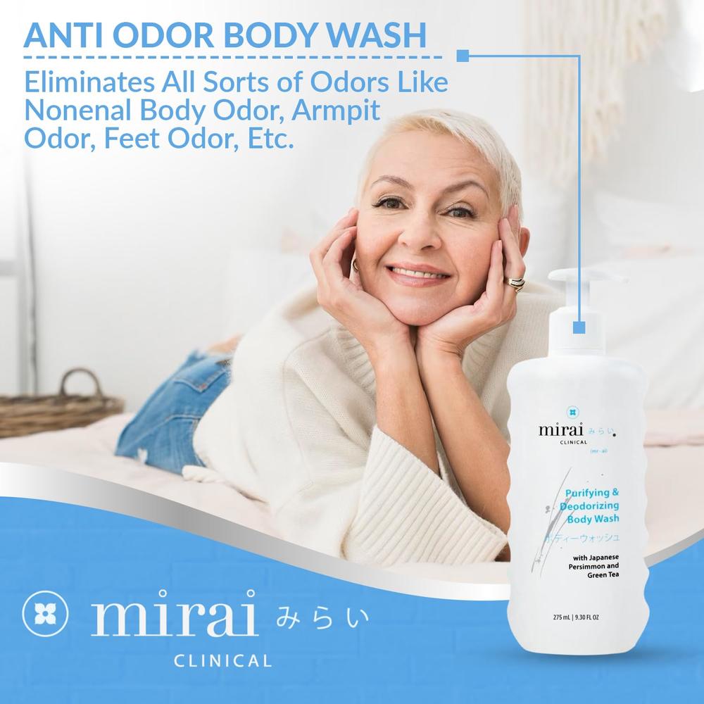Mirai Clinical Persimmon Body Wash - Skin Renewing Purifying & Deodorizing with Natural Persimmon & Green Tea Extract