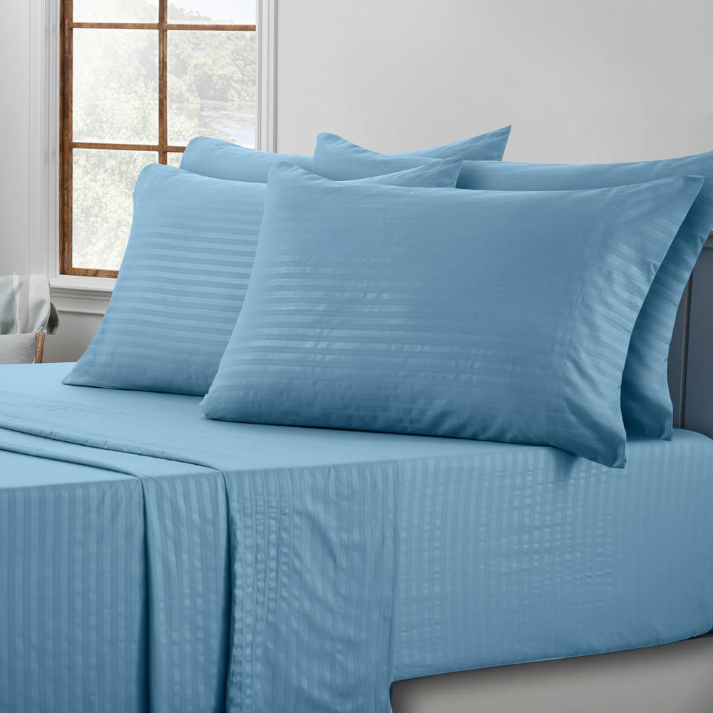 Lux Decor Collection Microfiber Striped Bed Sheet Set Ultra Soft Deep Pocket Bedding Sheets