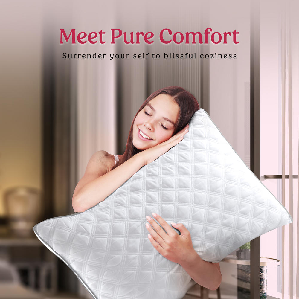 Lux Decor Collection Gusseted Pillows for Bed Set of 2 Queen King Size Bed Pillows 2 Pack in