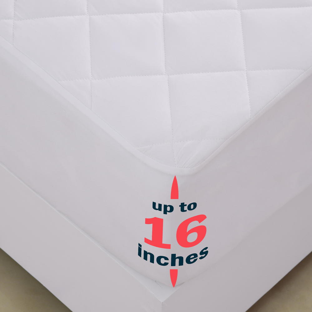 Lux Decor Collection Mattress Pad Deep Pocket Mattress Topper Cover Up to 16 Inches All Sizes & White Color