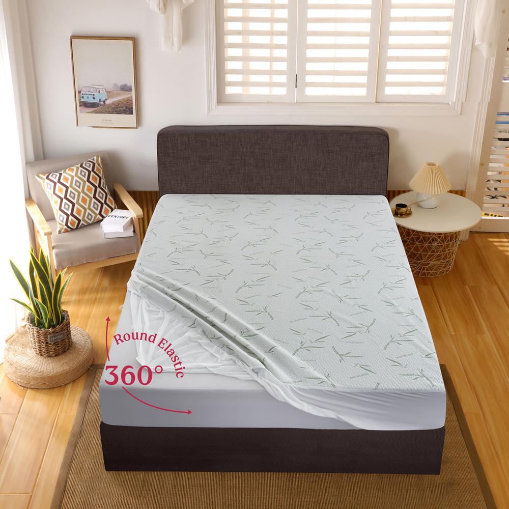 Lux Decor Collection 100% Waterproof Mattress Protector upto 16 inch Fitted Deep Pocket Comfortable & Breathable Mattress Topper Cover