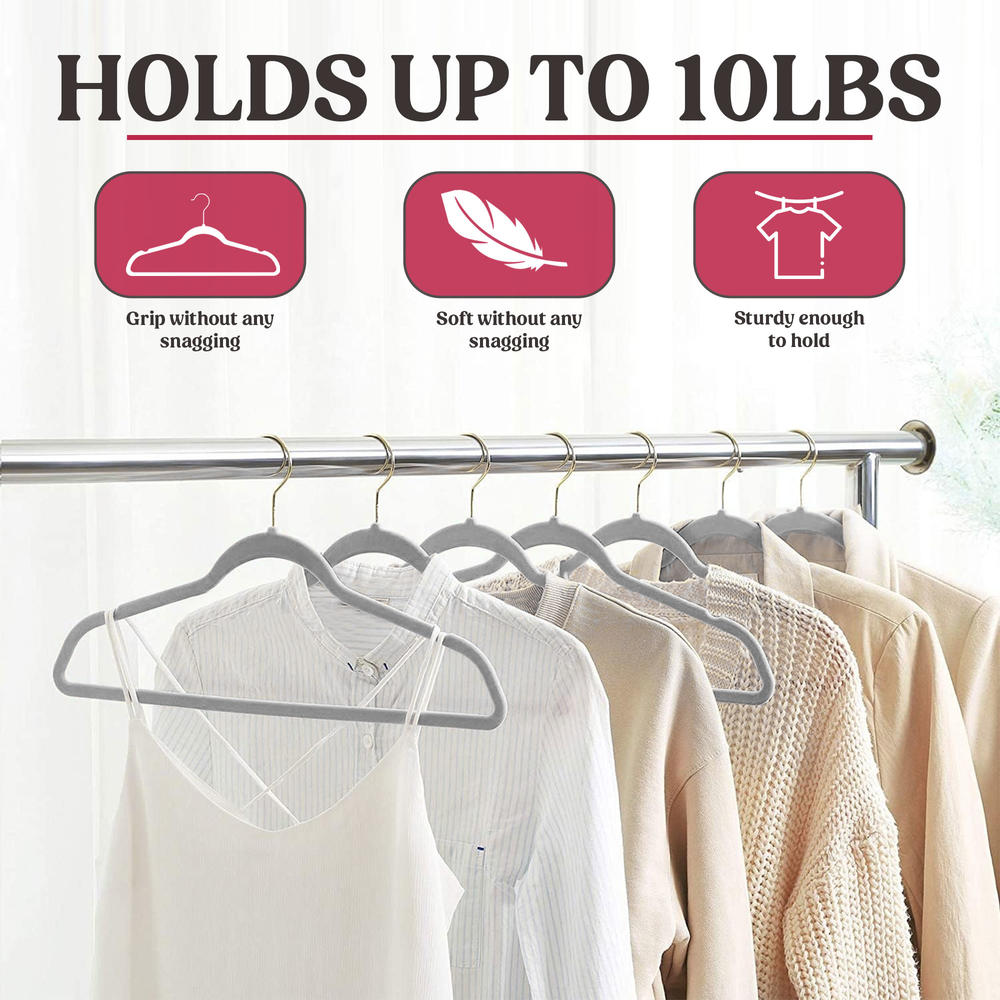Lux Decor Collection Velvet Hangers Set Non-Slip Clothing Hanger Pack with Metal Hook for Dress Cloth Storage Space Saving Hangers Pack of 30 & 50