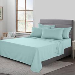 Lux Decor Collection Embroidery Bed Sheet Set, Luxury Bedding Set, Breathable Brushed Microfiber Plain Sheets Set