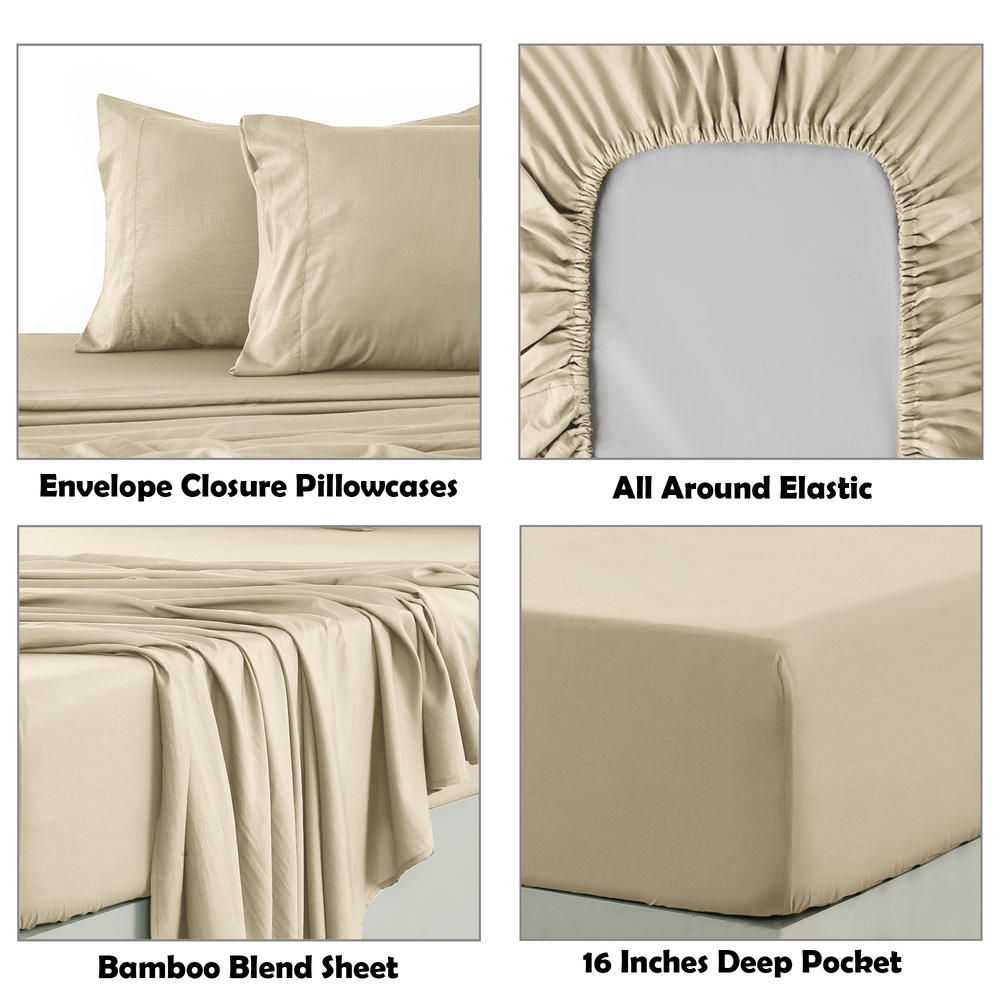 LDC LUX DECOR COLLECTION 4 Piece Microfiber Blend Sheet Set Anti-Wrinkle Cooling Bedding