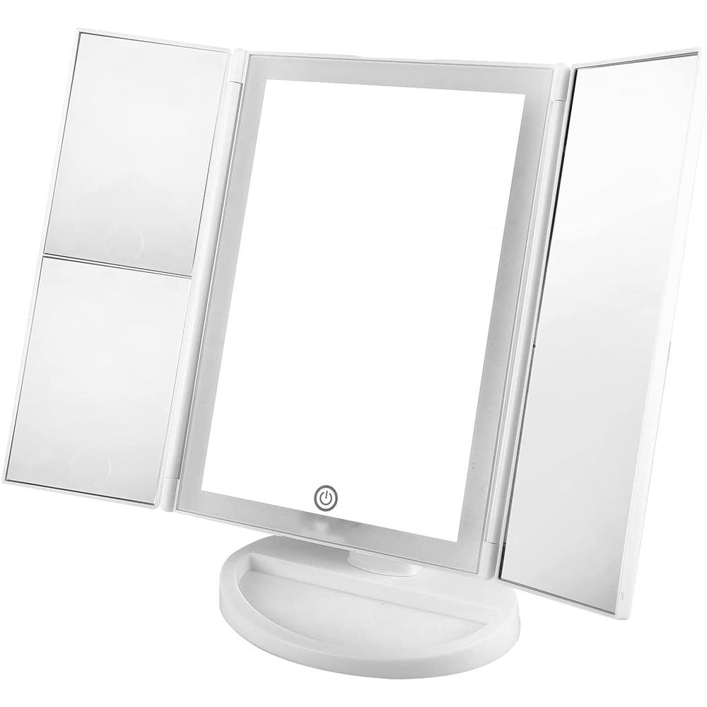 BIGTREE 3 Folds Lighted Vanity Makeup Mirror Sensor Touch Light LED Lights Light Up 1X/2X/3X