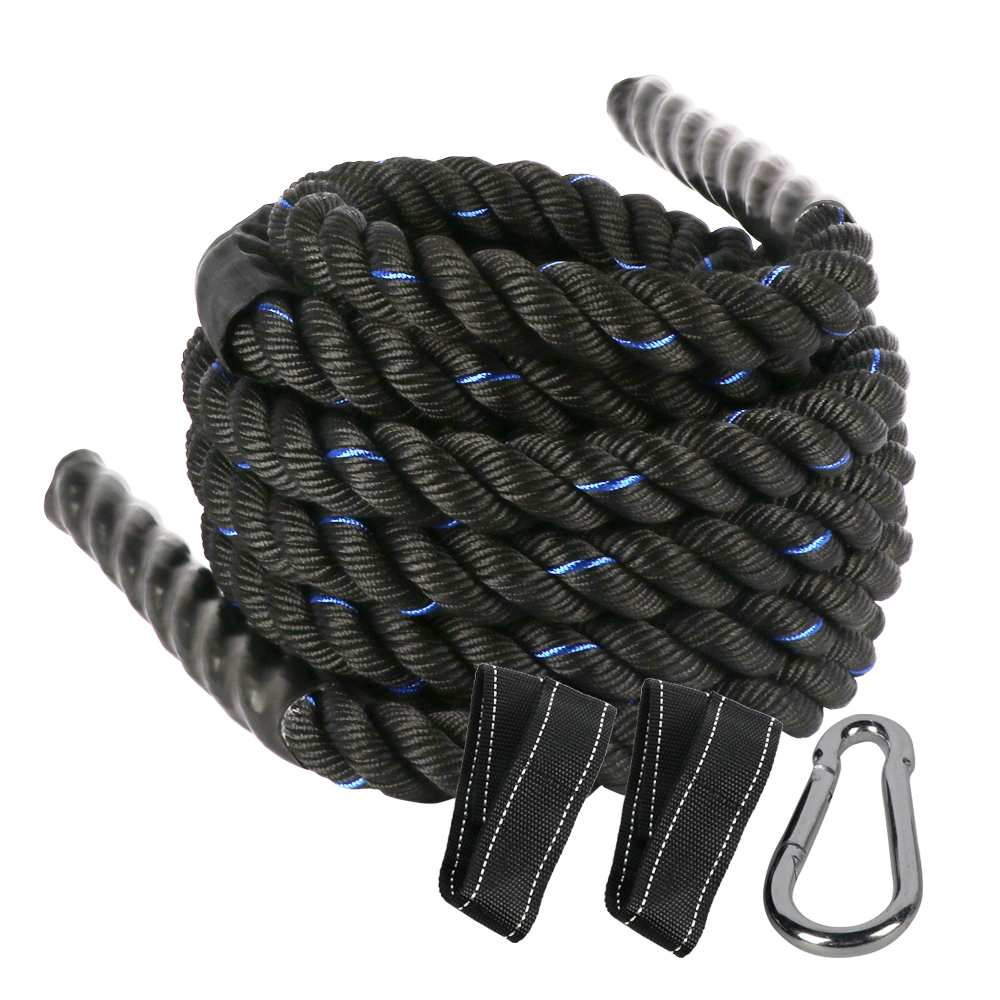 BIGTREE Battle Rope Poly Dacron 1.5 in Diameter 30 ft Length, Training Rope with Protective Sleeve Weighted Training Rope