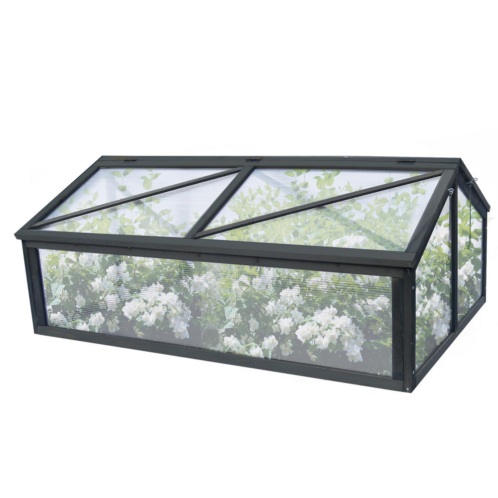 BIGTREE Garden Portable Wooden Greenhouse Cold Frame, Planter Box, Raised Plants