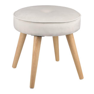 Living Essentials Corp Alannah Padded Soft Round Ottoman Footrest Stool Button Tufted Polyester Fabric Upholstery Side Table Seat Vanity Stool