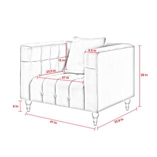 Inspired Home Jeremy Club Chair Biscuit Tufted Lucite Leg Sinuous Springs