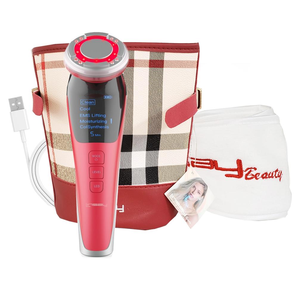 LINSAY Rejuvenation- Lifting Device EMS Technology Warm/Cool LED Massage Bundle with USB Cable, Headband and Bag