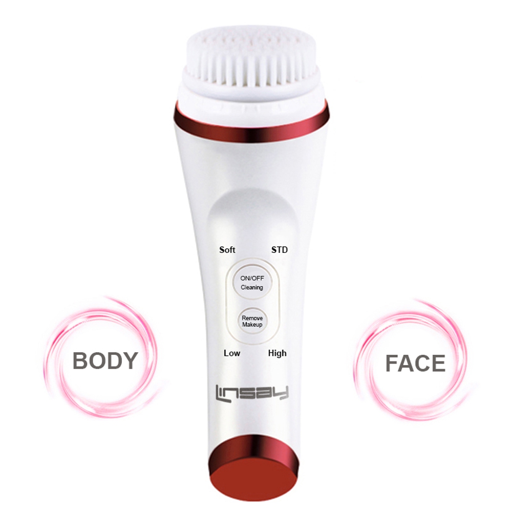 LINSAY UltraSonic Facial & Body cleansing Brush with Temperature control Bundle with le preel Paris Organic Day Time Cream