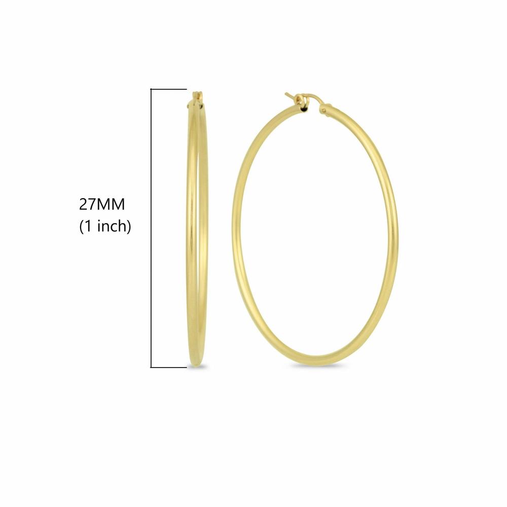 Parade of Jewels 14k Yellow Gold 2MM Thick Tube Hoop Earrings (27MM)