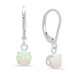 Parade of Jewels Sterling Silver 6mm Round Checkerboard Cut Dangle Leverback Earrings