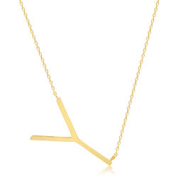Parade of Jewels 14K Yellow Letter (Y) Initial Necklace with 2 inch Extension