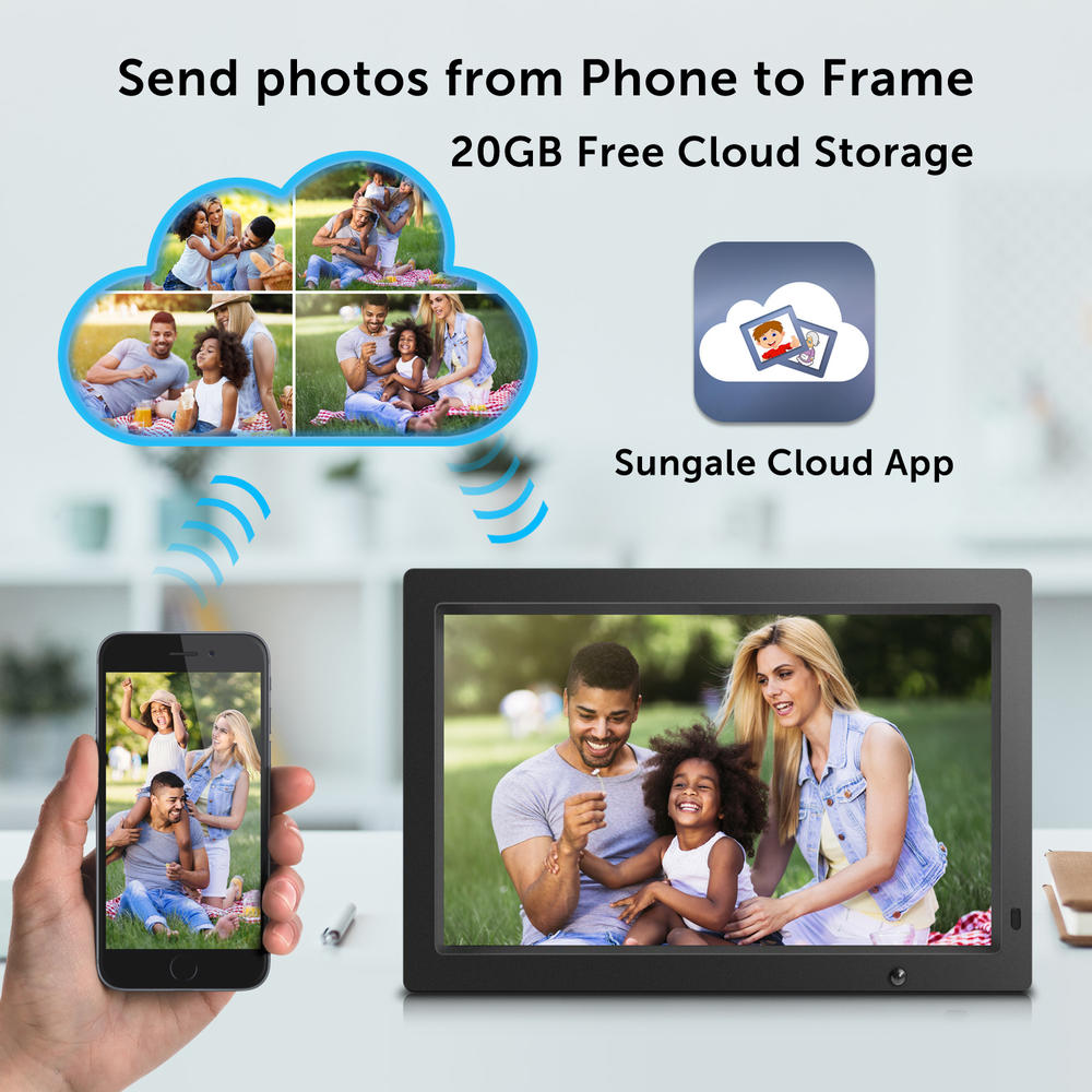 Sungale 19” Wi-Fi Cloud Frame with Full HD Display, App & Web Portal to Send Photos Remotely, Internal & Free Cloud Storage