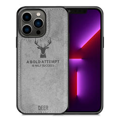 Alpha Digital Luxury Soft Texture Deer Patterned TPU Cloth Protective Case for iPhone 13 Pro