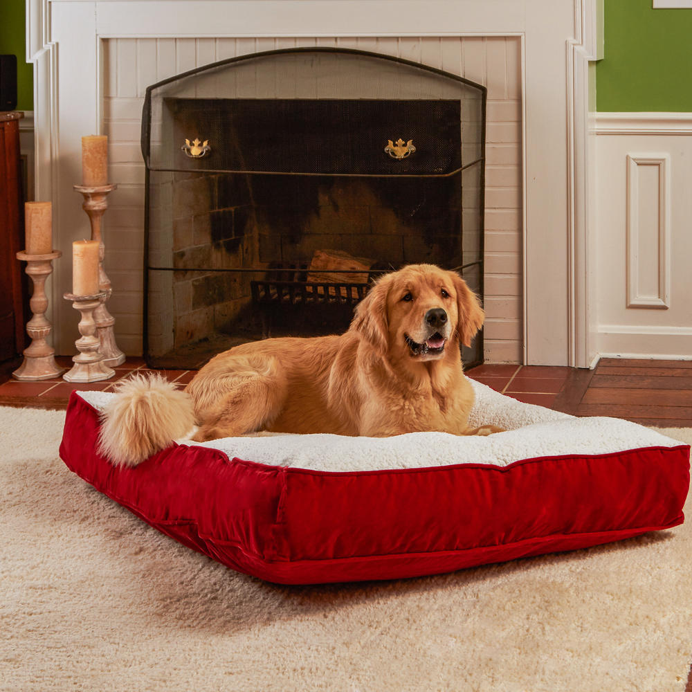 Happy Hounds Buster Dog Bed - Large (36 x 48") - Crimson/Sherpa