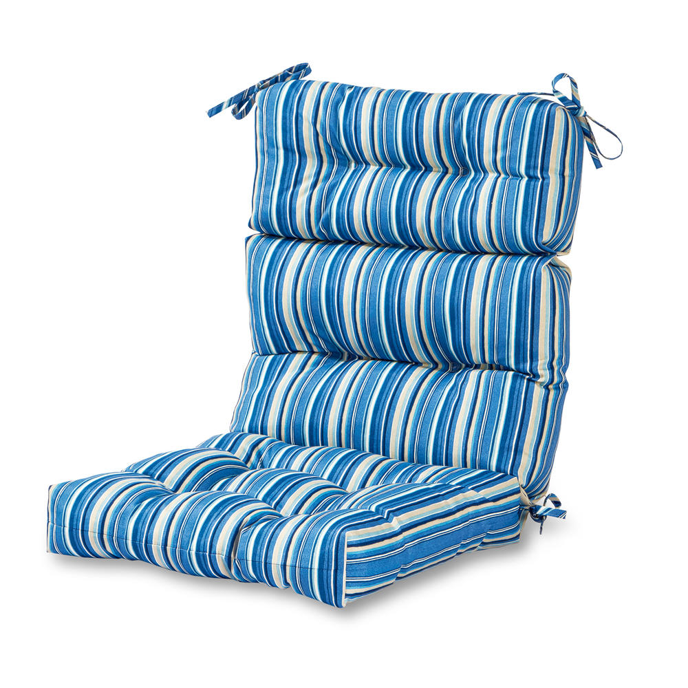 Greendale Home Fashions Outdoor High Back Chair Cushion, Sapphire Stripe