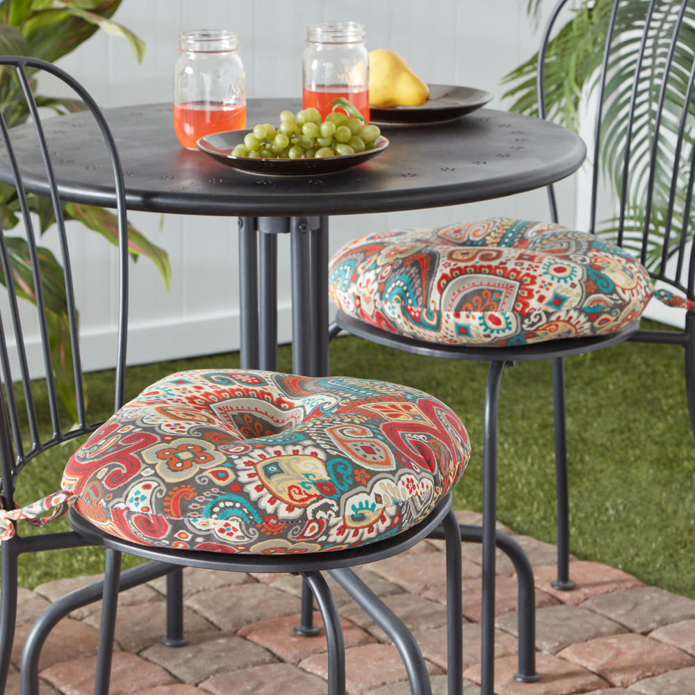 Greendale Home Fashions 15" Round Outdoor Bistro Chair Cushion (Set of 2), Asbury Park