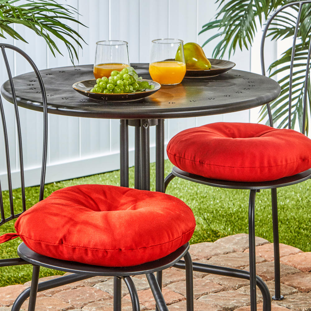 Greendale Home Fashions 15" Round Outdoor Bistro Chair Cushion (Set of 2), Salsa
