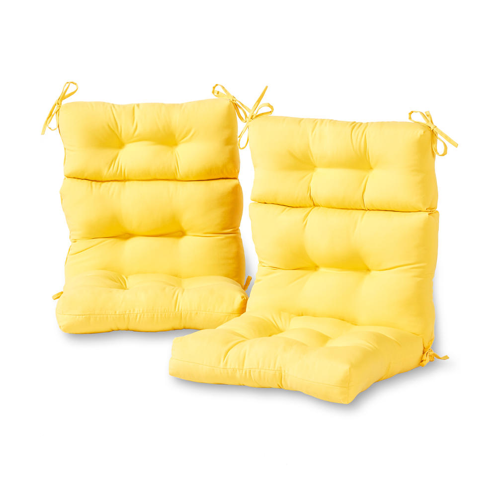 Greendale Home Fashions Outdoor High Back Chair Cushion (Set of 2), Sunbeam Yellow