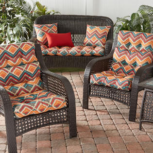 Greendale Home Fashions OC6809S2 SURREAL Outdoor High Back Chair Cushion Set of 2 Surreal