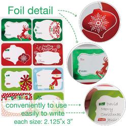 EBD Products 80-Count Foil Christmas Gift Tags Sticker,8 Jumbo Designs - Xmas To From Christmas Stickers Name Tags Write On Labels - Holida?