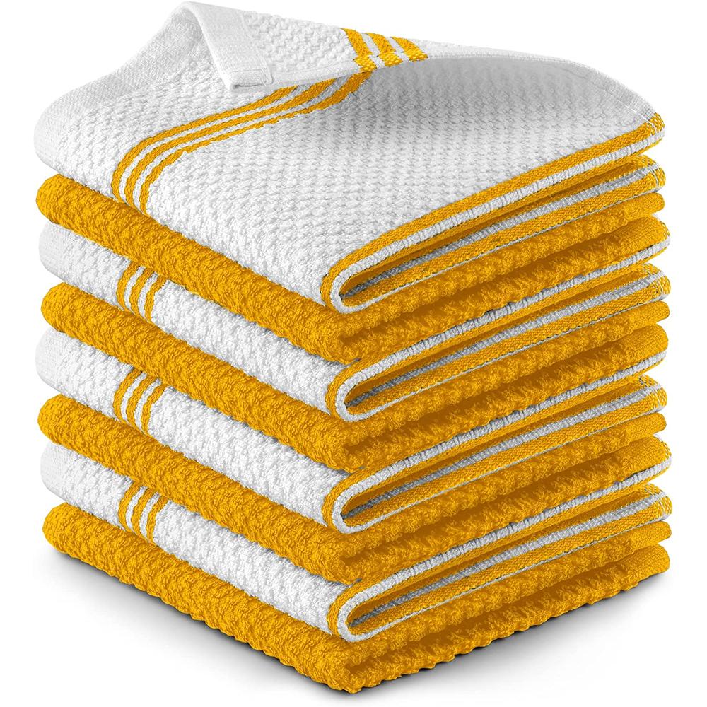 Zulay Kitchen Zulay 8 Pack Absorbent Kitchen Towels Cotton - 12 x 12 Inch Super Soft Dish Towels for Kitchen- Stripe