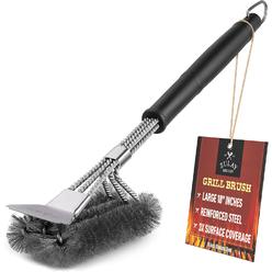 Zulay Kitchen 18" Grill Brush 100% Rust Proof Stainless Steel Bristles and a Sharp Metal Scraper with Long and Sturdy Handle