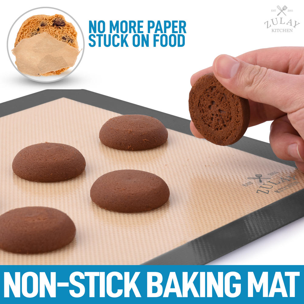 Zulay Kitchen (2 Pack) Silicone Baking Mat Sheet Set - Reusable Baking Mat Nonstick