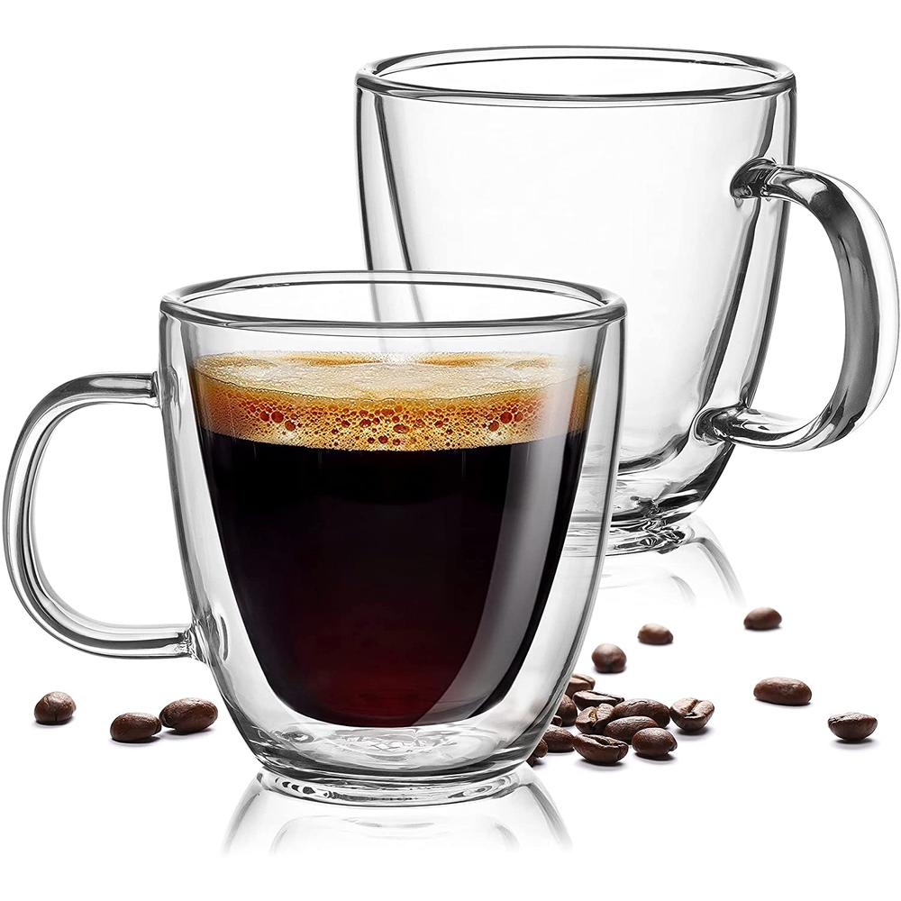 Double Wall Glass Double Espresso Mug Clear Insulated Coffee Mugs