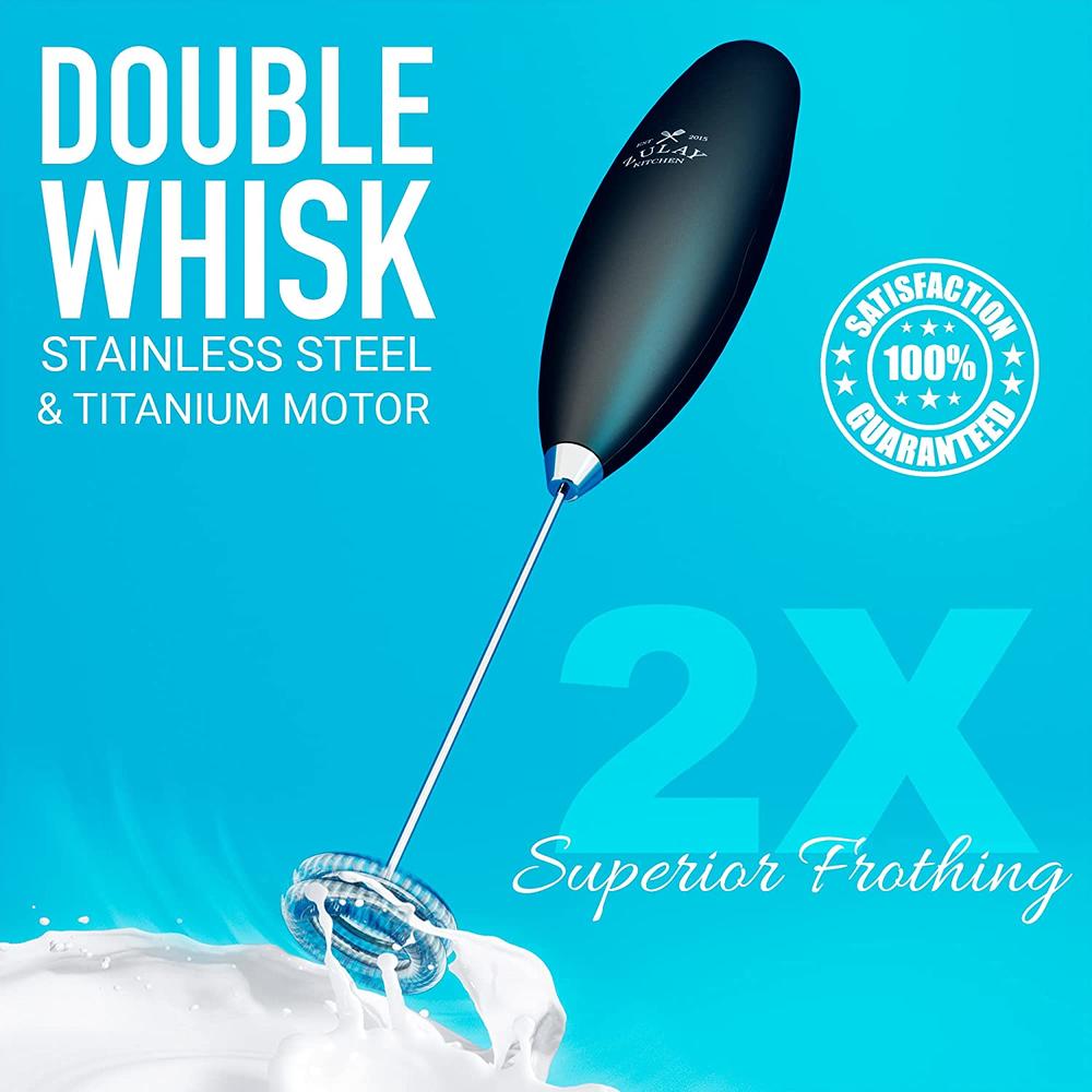 Zulay Kitchen New Double Whisk - Improved Motor Milk Boss Milk Frother - Handheld Frother Whisk