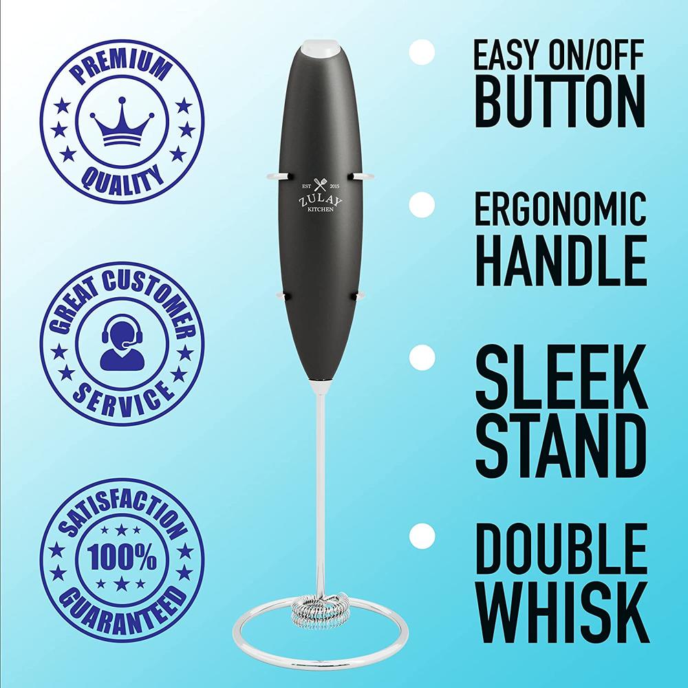 Zulay Kitchen New Double Whisk - Improved Motor Milk Boss Milk Frother - Handheld Frother Whisk