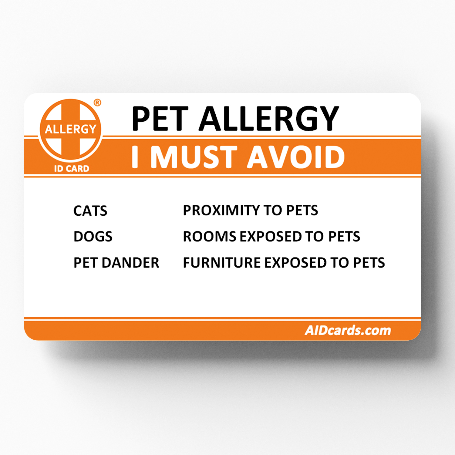 Medical Allergy Card