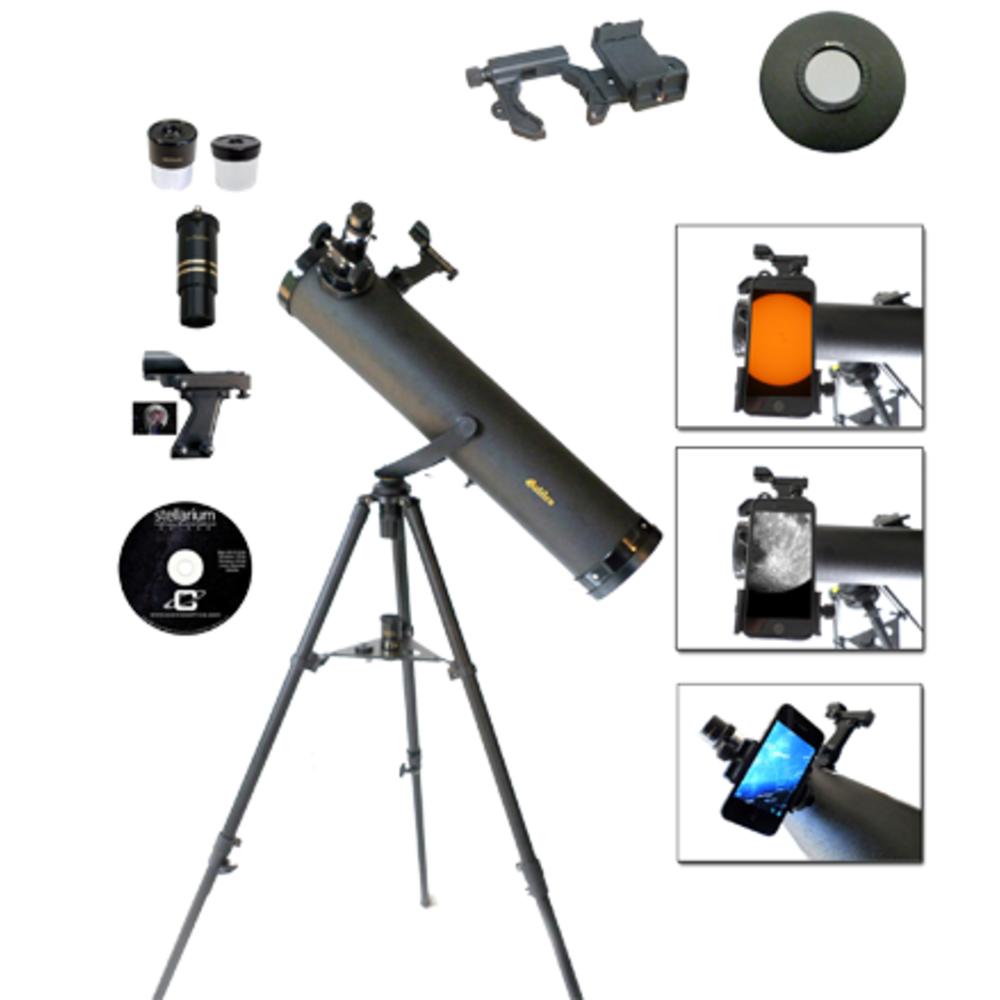 Galileo 800mm x 95mm Astronomical telescope kit with Smartphone Adapter and Solar Filter Cap
