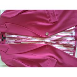 Dennis Basso Luxe Crepe Blazer with Button-Up Sleeve Detail Major Pink Size 6