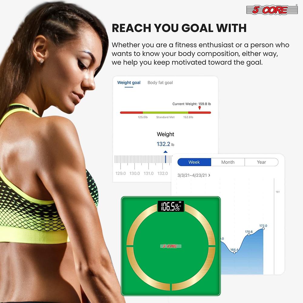 5 Core Digital Bathroom Scale for Body Weight Fat Smart Bluetooth