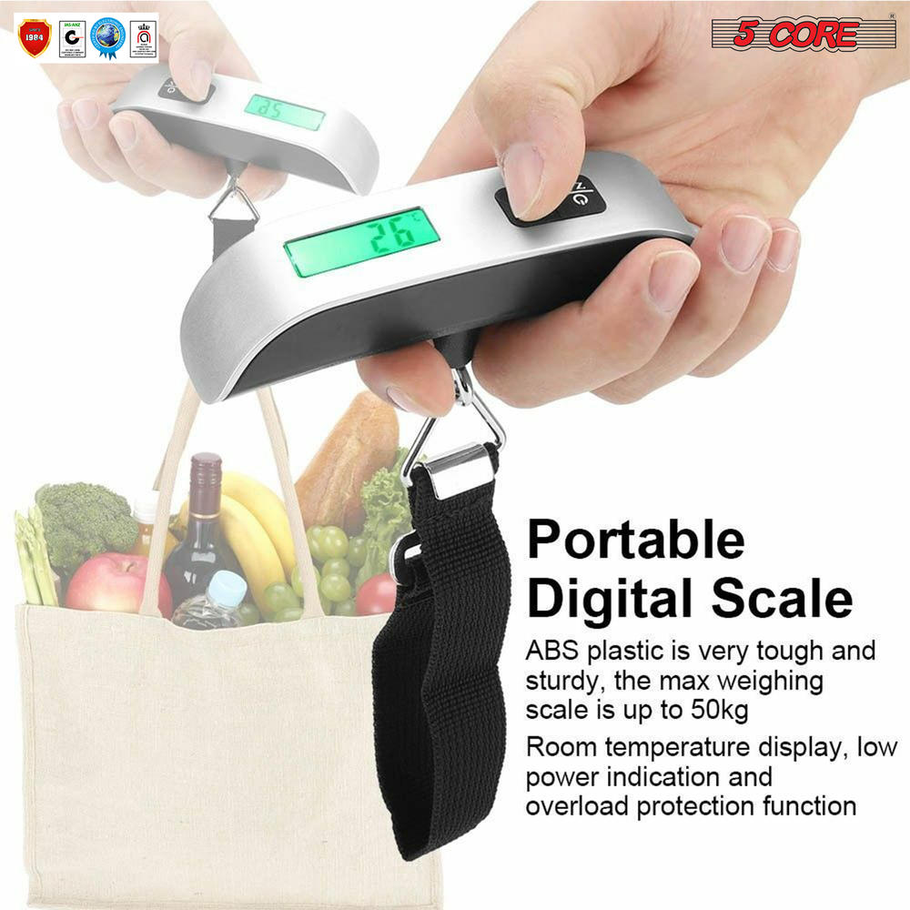 5 Core Luggage Scale Handheld Portable Electronic Digital Hanging Bag  Weight Scales Travel 110 LBS 50 KG LSS-004 (1 Piece)