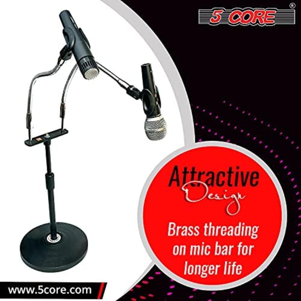 5 Core Double Instrument Microphone Stand Kick Bass & Snare 2 Flexi Tabla Cong Tabla Mic Stand
