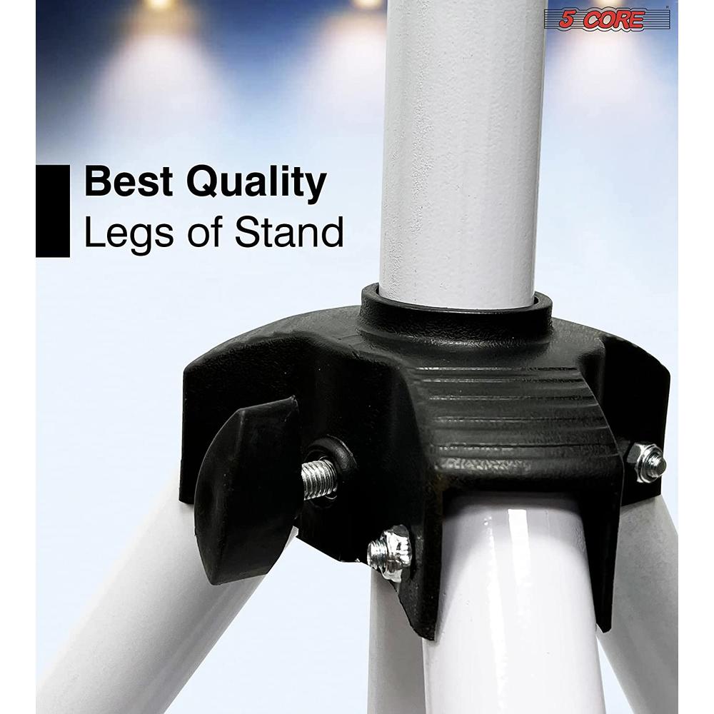 5 Core Professional Speaker Stand Tripod Adjustable Heavy Duty Durable Steel Portable on stage or in Studio SS HD 2 PK WH