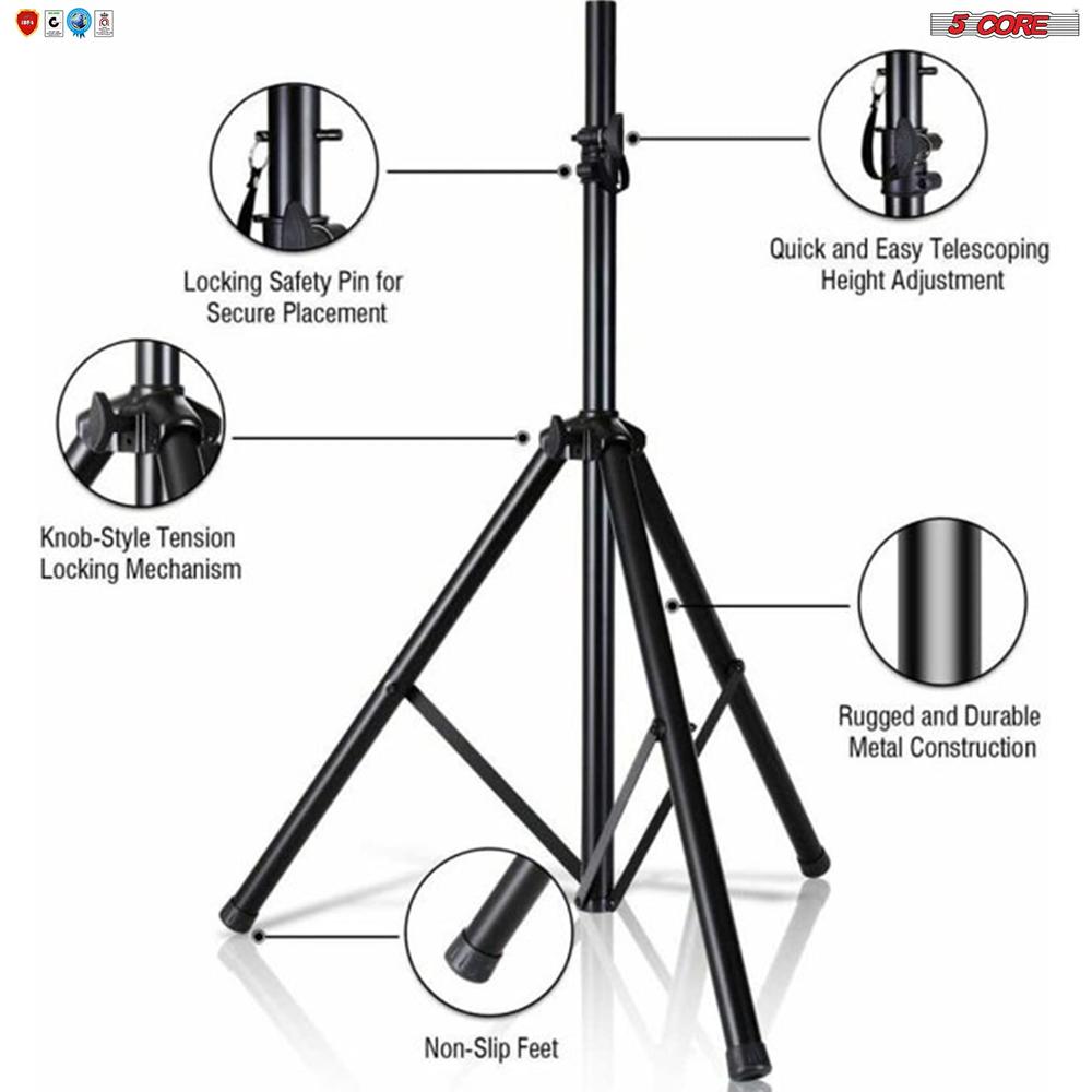 5 Core Speakers Stands 2 Pieces Blue Heavy Duty Height Adjustable Heavy Duty Tripod PA Speaker Stand