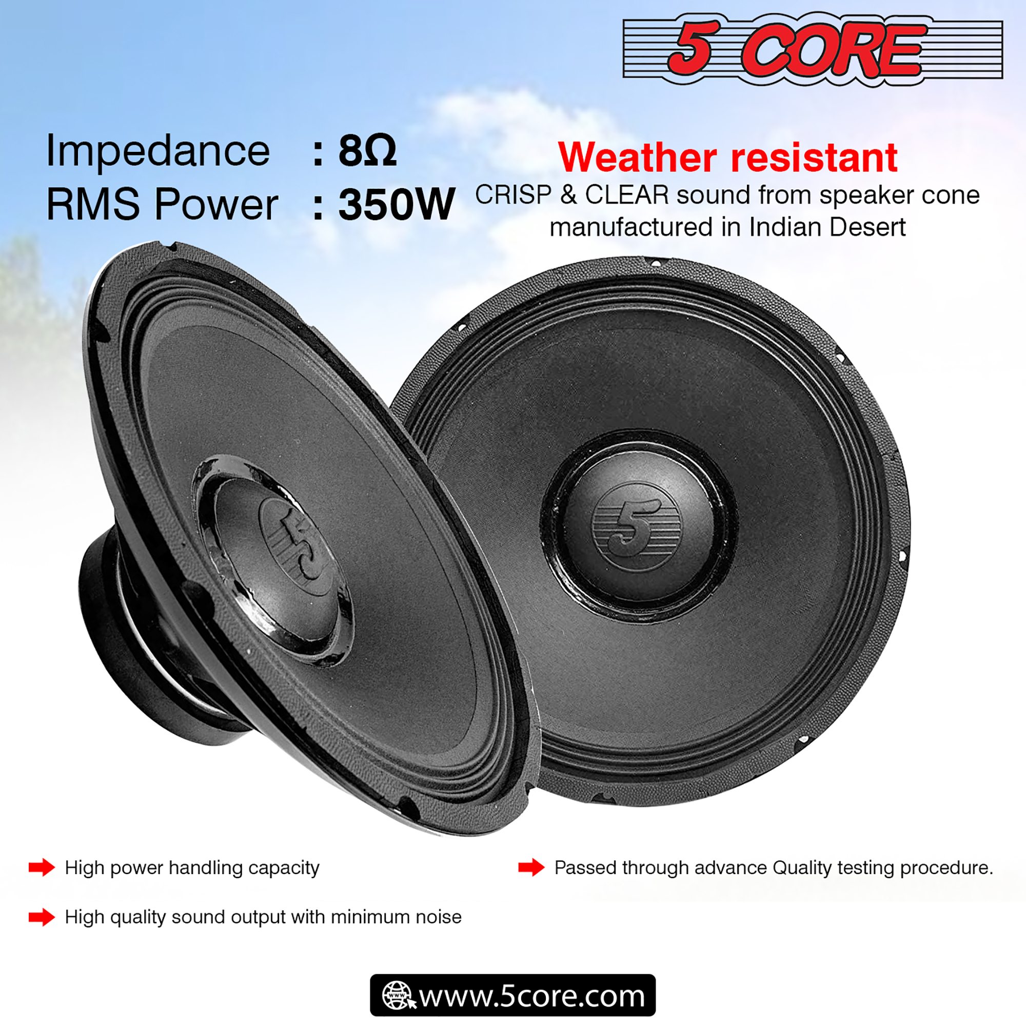 5 Core 15 inch Subwoofer Replacement PRO DJ Speaker Sub Woofer Loudspeaker Wide 15-185 MS 350W