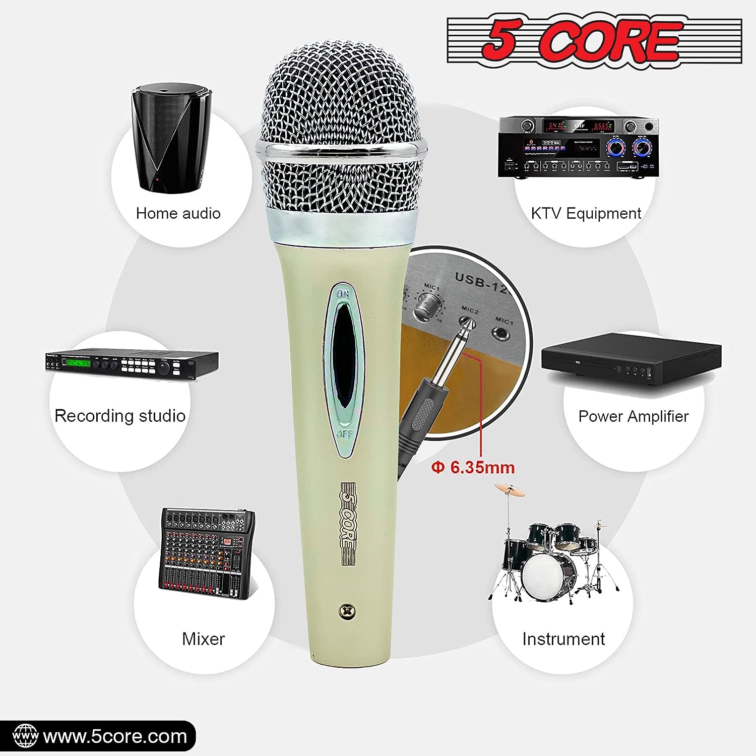 5 Core Premium Vocal Dynamic Cardioid Handheld Microphone Unidirectional Mic
