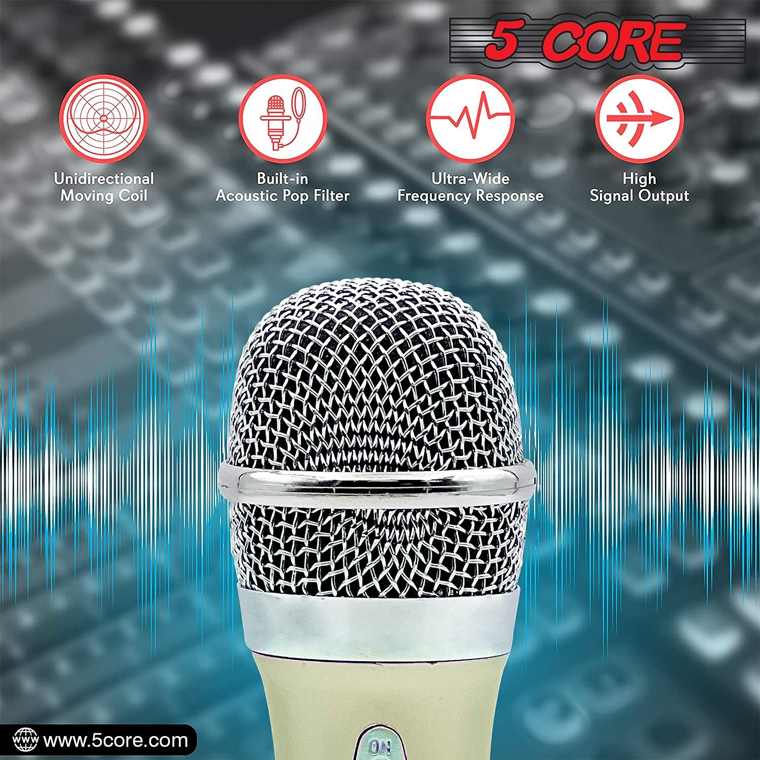 5 Core Premium Vocal Dynamic Cardioid Handheld Microphone Unidirectional Mic