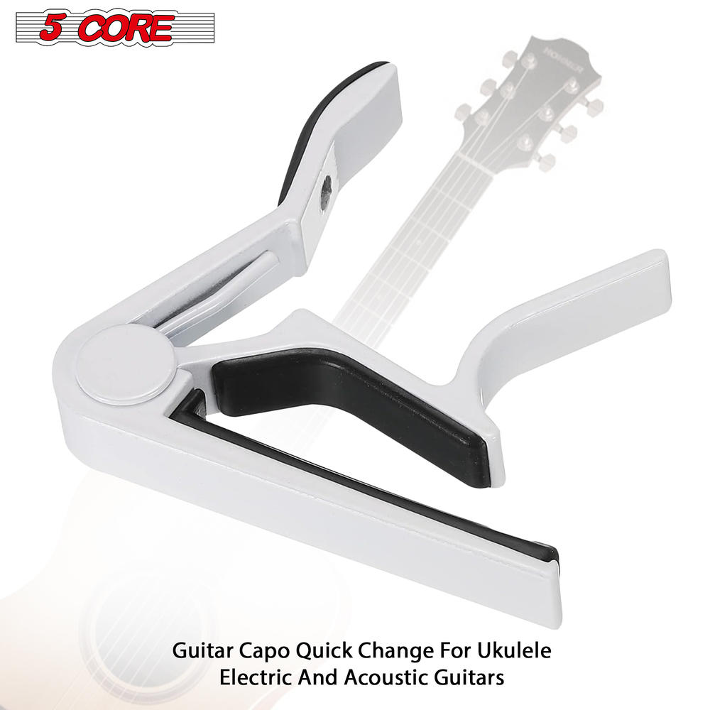 5 Core Guitar Capo Acoustic Clip Guitar String Instrument Clamp Fret Electric Guitar Accessories Kapo Guitar Neck Capos White